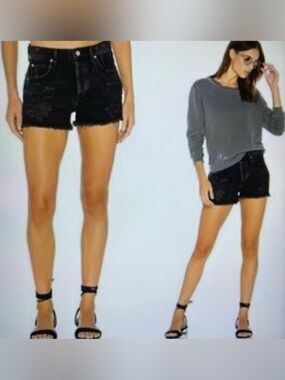 Denim Forum Yoko Black Jean Shorts